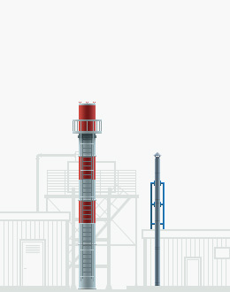Типовое решение стальной самонесущей дымовой трубы высотой 34 метра Ду 1020 мм